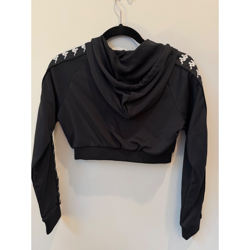 Kappa x Extra Butter x Gosha Black Cropped Zip Hoodie Logo Tape Women's Small - Picture 5 of 7